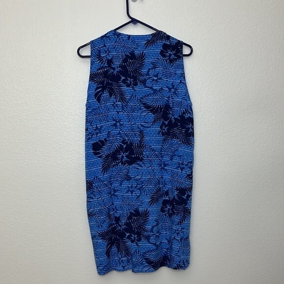a.n.a New Approach tropical dress in blue Large palm  leafs - Picture 8 of 9